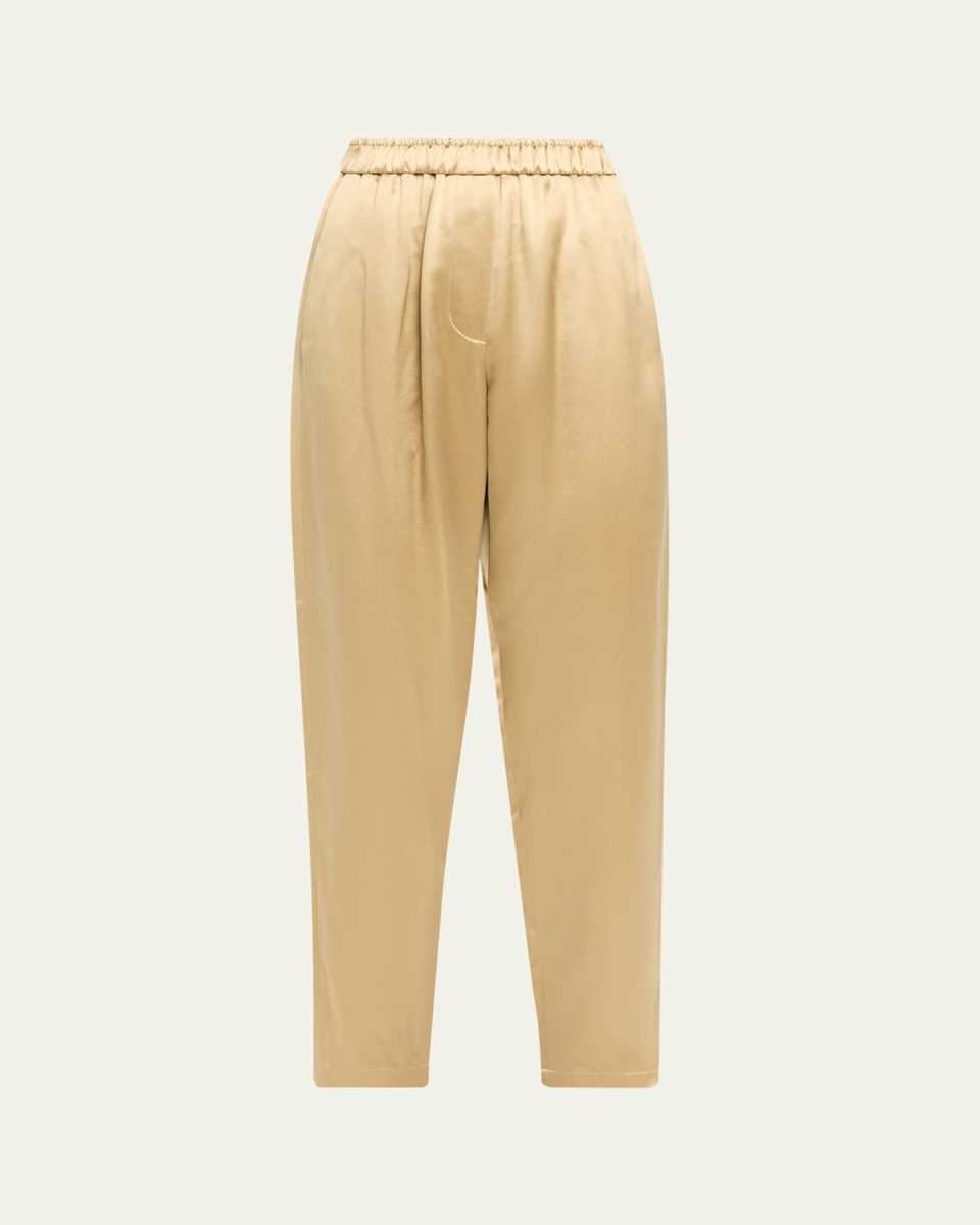 Relaxed-Leg Silk Pull-On Trousers